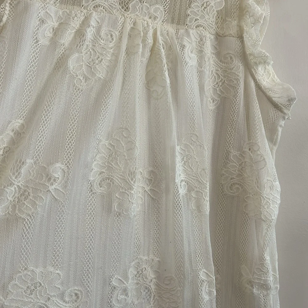 Olivia Blue‎ Vintage Lace Cream Floral Victorian Ruffle xl boho bohemian - Picture 4 of 7